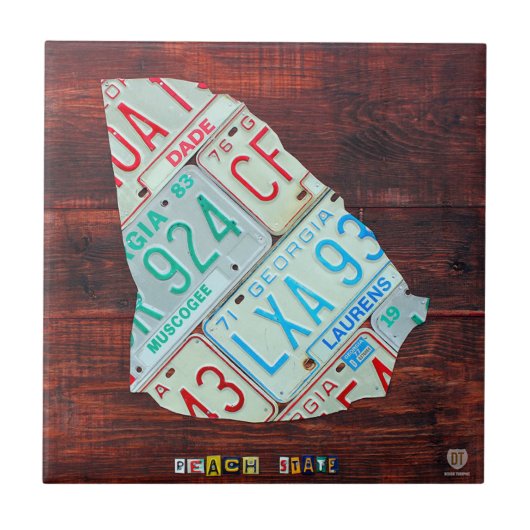 Georgia Licence Bord Map Ceramic Tile Tegeltje (Voorkant)