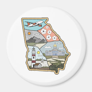 Georgia Map -  Atlanta Savannah GA Souvenir Magneet