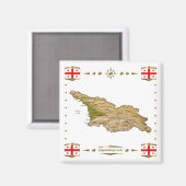 Georgia Map + Flags Magnet Magneet (Voorkant / Achterkant)