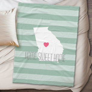 Georgia Map Home State Love met Custom Heart Fleece Deken