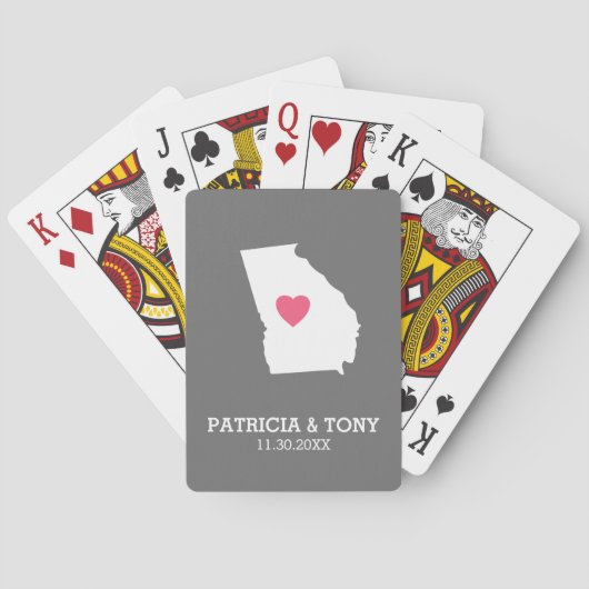 Georgia Map Home State Love met Custom Heart Speelkaarten (Achterkant)