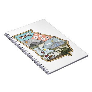 Georgia Map - Vintage Atlanta Savannah GA Souvenir Notitieboek