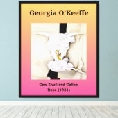 Georgia O'Keeffe: Koe schedel en Calico Roos (1931 Canvas Afdruk (Insitu (Houten vloer))