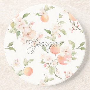 Georgia Peach Hart Fruit Bloem Zandsteen Onderzetter