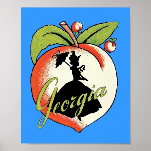  Georgia Peach Silhouette Southern Bell Poster (Voorkant)