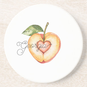 Georgia Perzik Hart Fruit Zandsteen Onderzetter