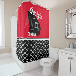 Georgia Red en Black Douchegordijn