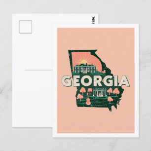 Georgia Retro Travel Design Iconische Verenigde St Briefkaart