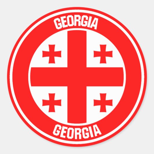 Georgia Round Emblem Ronde Sticker (Voorkant)