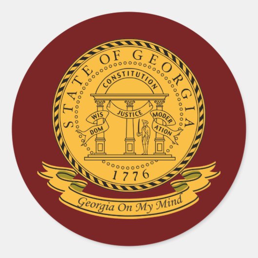 Georgia Seal Ronde Sticker (Voorkant)