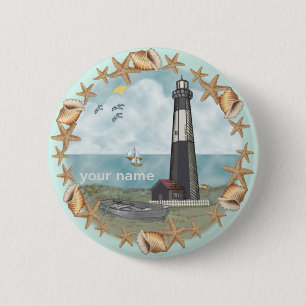 Georgia Shells Lighthouse-pinknop Ronde Button 5,7 Cm