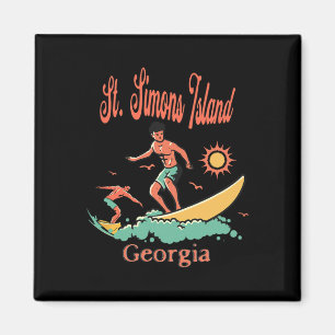 Georgia St. Simons Island Ga Surfer Surfen Vissen Magneet