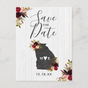 Georgia State Destination Rustic Save the Date Aankondigingskaart
