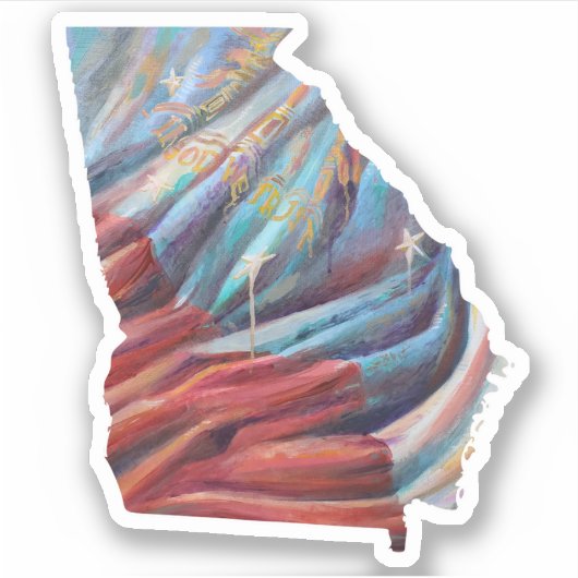 Georgia State Flag Schilderen Sticker (Voorkant)