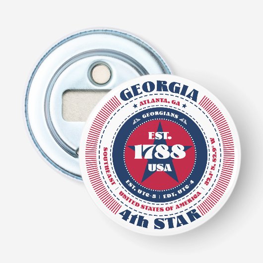 Georgia State Information Circle Button Flesopener (Voorkant)
