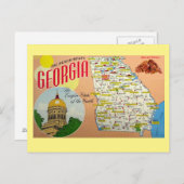 Georgia State Map Briefkaart (Voorkant / Achterkant)