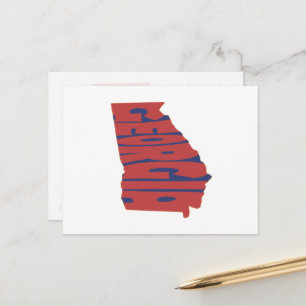 Georgia State Name Word Art Red Briefkaart