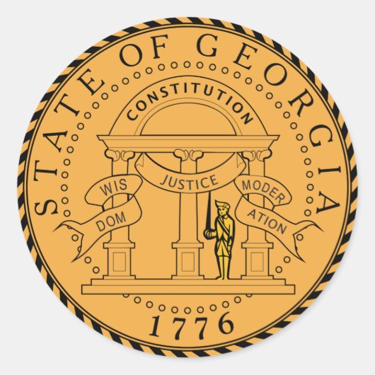 Georgia State Seal Ronde Sticker (Voorkant)