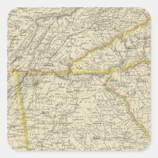 Georgia, Tennessee, Alabama Vierkante Sticker (Voorkant)