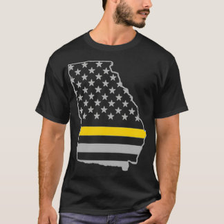 Georgia Thin Gold Line Flag Police Operator 911 Di T-shirt
