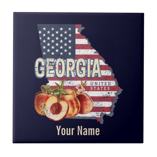 Georgia United States Retro State Map  VS Tegeltje (Voorkant)