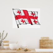 Georgian Flag Red and White Cross Poster (Keuken)