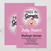 Géorgie Baby shower Funny Filles roses Invitation (Devant / Derrière)