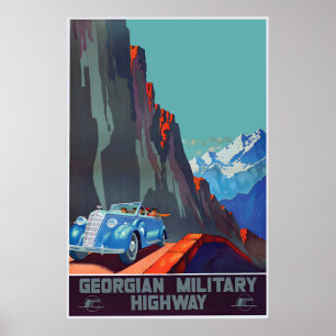 Georgië Militaire Snelweg Reisposter Kaukasus Poster