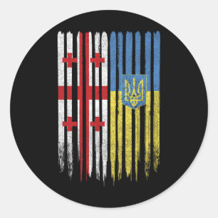 Georgië Oekraïne Georgisch Oekraïense vlag  Ronde Sticker