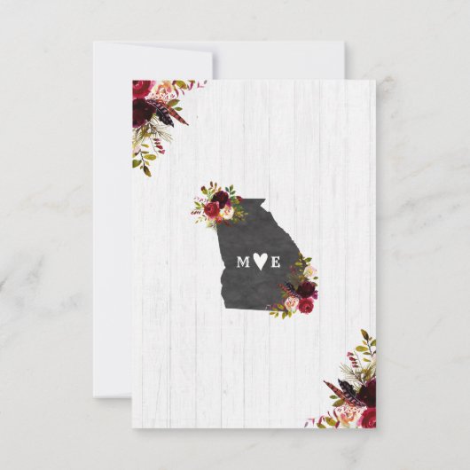 Géorgie State Destination Mariage rustique RSVP (Dos)