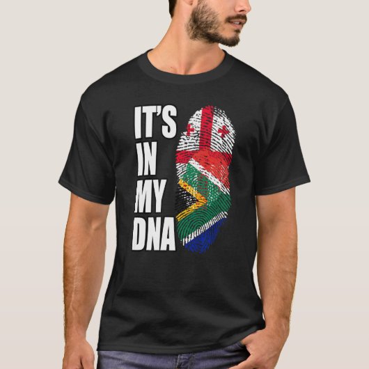 Georgisch en Zuid-Afrikaans Mix DNA Flag Heritage T-shirt (Voorkant)