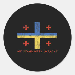 Georgisch-Oekraïense Vlag - Bevriende Landen Ronde Sticker