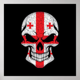 Georgische glimlachende schedelvlag poster