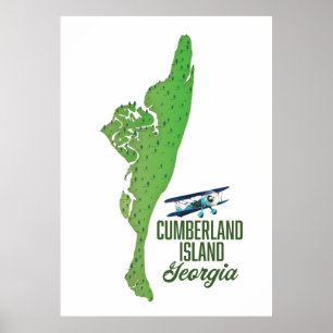 Georgische kaart op het eiland Cumberland Poster