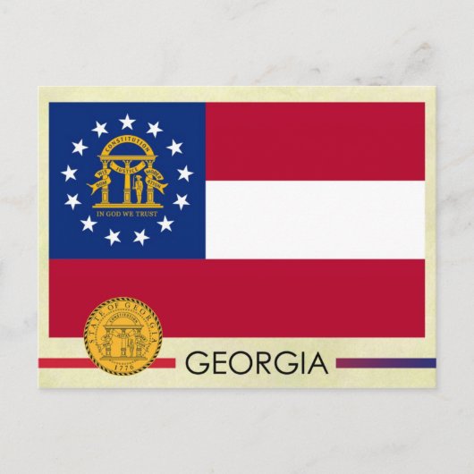 Georgische staatsvlag en zegel briefkaart (Voorkant)