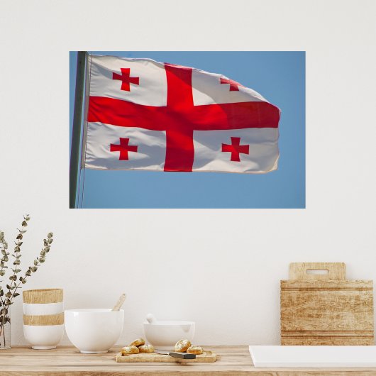 Georgische vlag in de wind poster (Keuken)