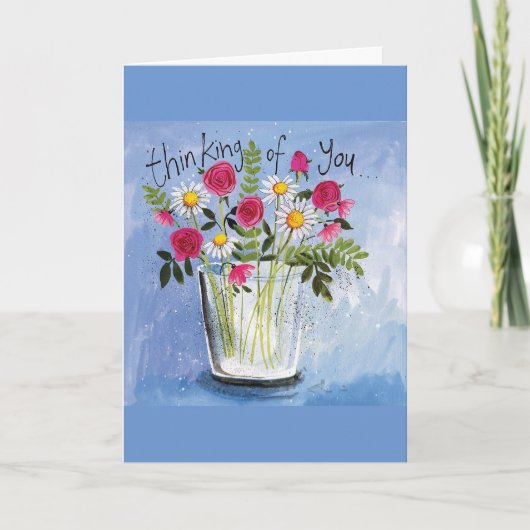 GEPAINTEERDE HARTZENDEN "DENKEN AAN JE BIRTHDAAGSE KAART (Voorkant)