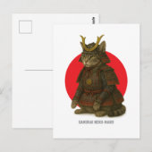 Gepantserde Cat Warrior Illustratie Briefkaart (Voorkant / Achterkant)