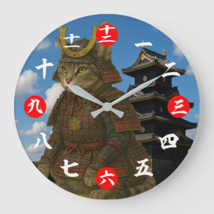 Gepantserde Cat Warrior Illustratie Grote Klok