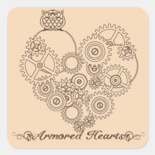 Gepantserde harten Steampunk Stickers