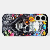 Gepantserde schedel met bloemdeksel Case-Mate iPhone case (Achterkant (horizontaal))