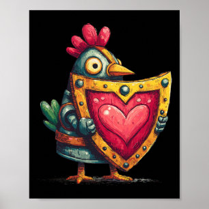 Gepantserde Vogel Paladijn Met Hart Schild Liefde Poster