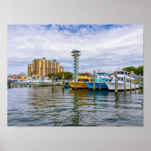 Geparkeerde boten Destin Florida haven poster