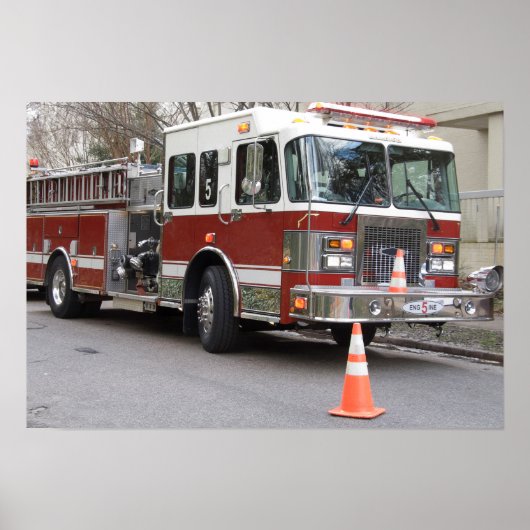 Geparkeerde Red Fire Engine Poster (Voorkant)