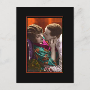 gepassioneerd stel vintage retro briefkaart