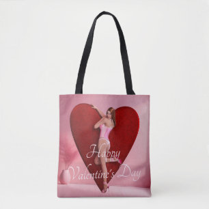Gepassioneerd Valentijn's Day Meisje in een Korset Draagtas
