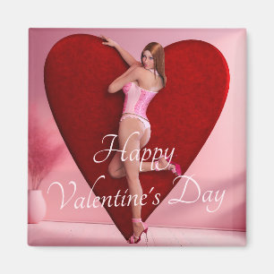Gepassioneerd Valentijn's Day Meisje in een Korset Magneet