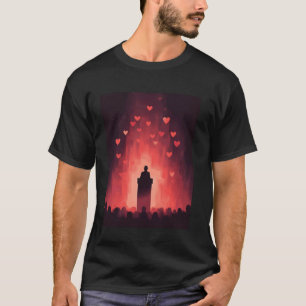 Gepassioneerde Spreker Silhouet Met Hartjes Ontwer T-shirt