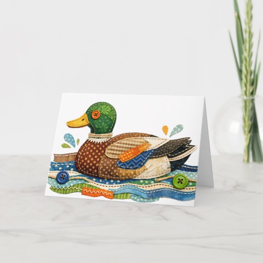Gepatchworkte Mallard Eend Kaart (Voorkant)