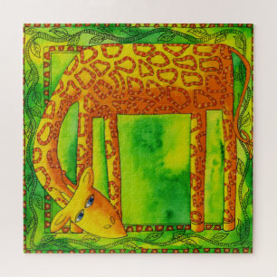 Gepatroneerde Giraffe Waterverf Illustratie Legpuzzel